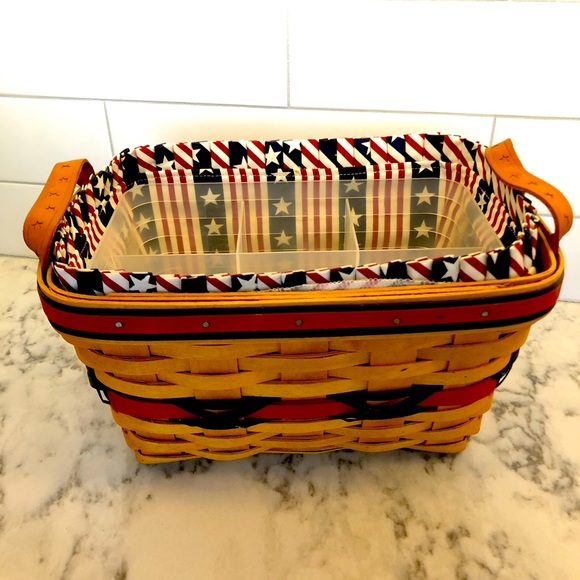 Longaberger 2000 Stars Stripes silverware basket